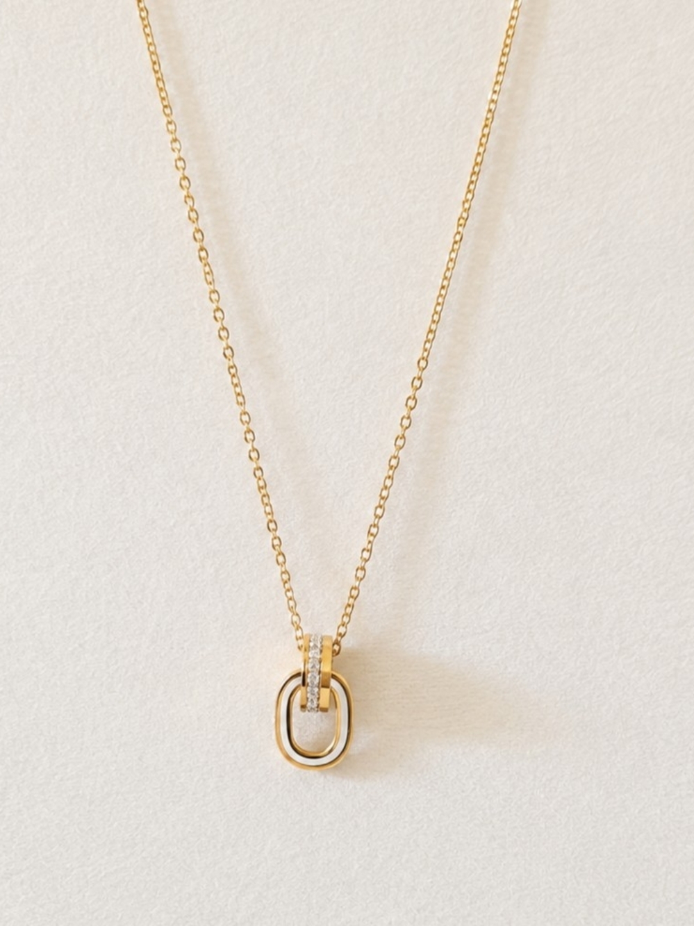 Gold Interlocking Oval Pendant Necklace - Women Jewelry